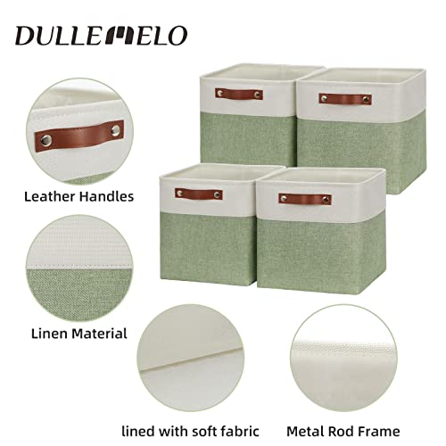 Storage Baskets for Organizing (White&Green / S-11"x11"x11")