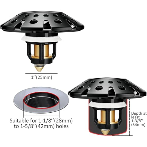 Bathroom Sink Drain Strainer (Matte Black)