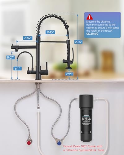 3 in 1 Kitchen Sink Faucet with Drinking Water Faucet Matte Black (Matte Black)