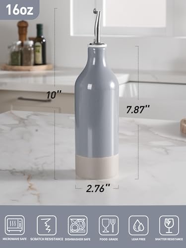 16oz Ceramic Oil Dispenser Bottle (Dark Gray / 1 Piece (Milkyway))