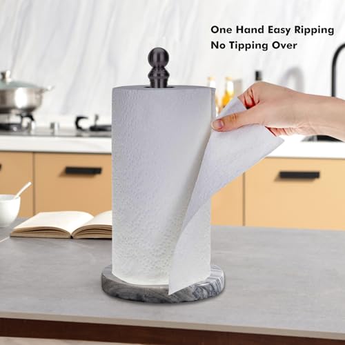Black Paper Towel Holder Countertop with Heavy Marble Base