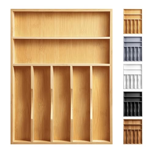 Kitchen Bamboo Silverware Organizer