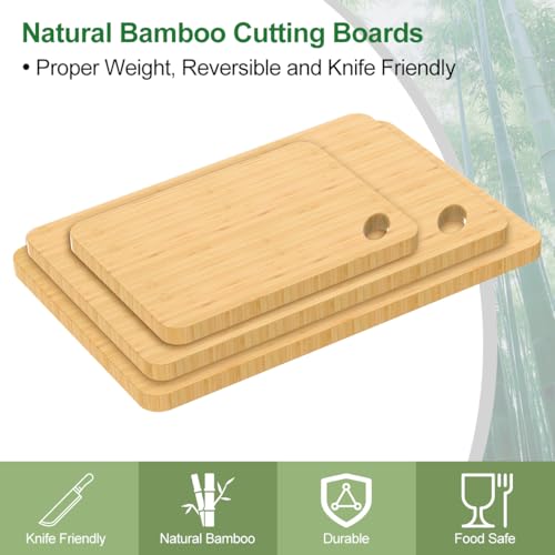Wood Cutting Board Set of 3 (3 bamboo boards)
