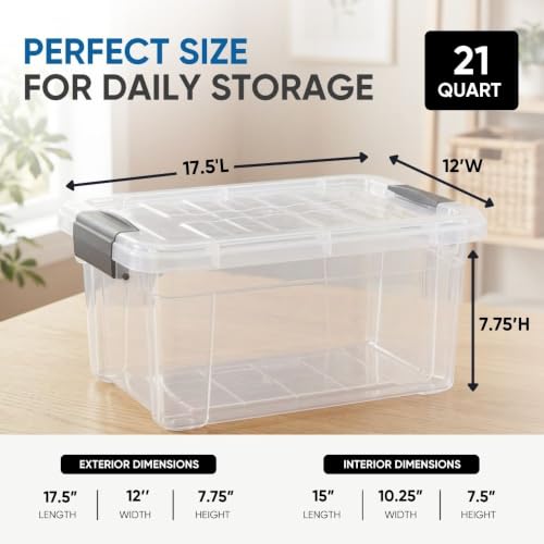 21 Quart Clear Plastic Storage Boxes with Lids (21 Quart)