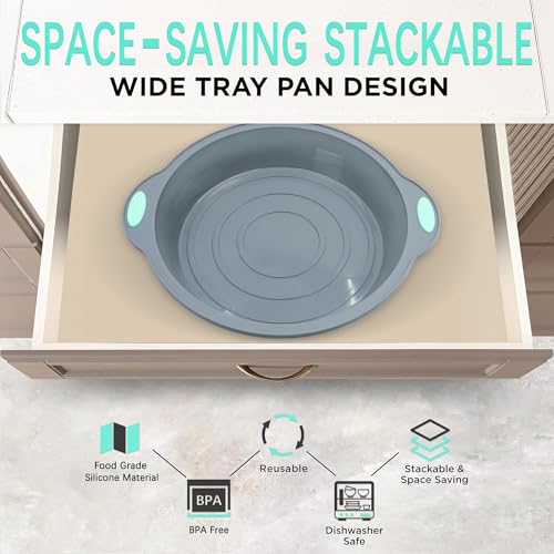9 Inch Silicone Round Cake Pans (2-Pack 9-Inch Round Cake Pan / Light Grey)
