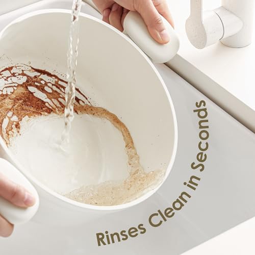 Ceramic Nonstick Pots and Pans Set (Creamy White / 17pcs)