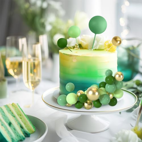 48 Pcs Balls Cake Topper Decorations Balloon Cupcake Toppers Foam Cake Topper Balls Cake Balls Decorations for Birthday Party Cake Decorating (48 Count)