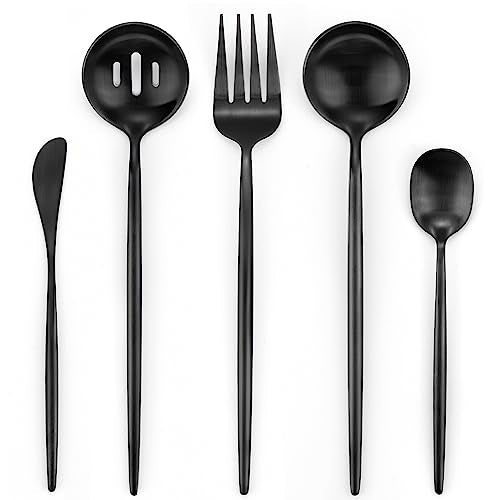 5pcs Matte Black Serving Set (Black / 5-piece)