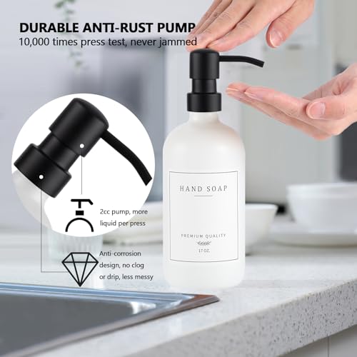 Thick Glass Soap Dispenser (White Bottle/Black Pump + Tray + Funnel)