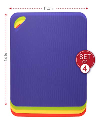 Heavy Duty Grippmat Flexible Cutting Board Set of Four (11.5 x 14 inches / Blue, Green, Yellow, Red)