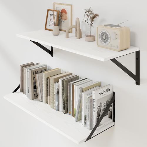 White Deep Floating Shelves for Wall