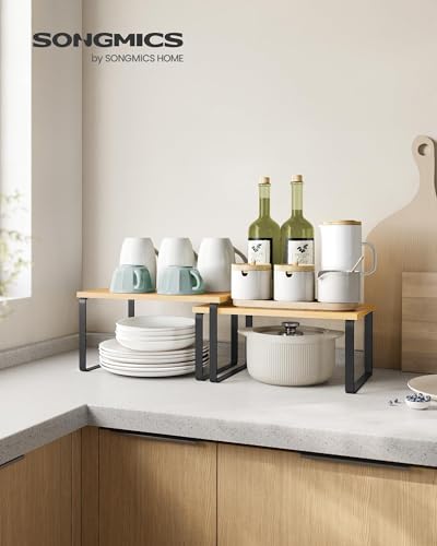 Cabinet Organizer Shelf (Black + Natural / 2*S (5.4"H) + 2*S (6.2"H))