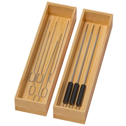 Bamboo Kitchen Drawer Organizer (12 x 3 x 2 Inch / Yellow)