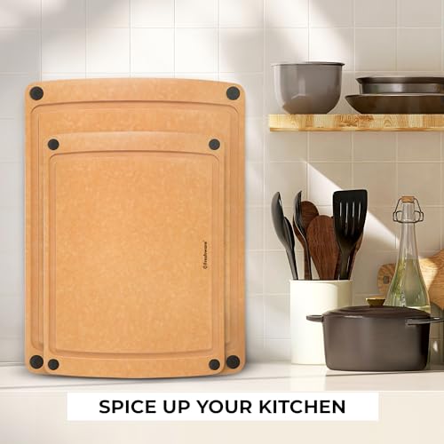 Wood Cutting Boards for Kitchen (Set of 2 [Groove] [Natural] / Set of 2)