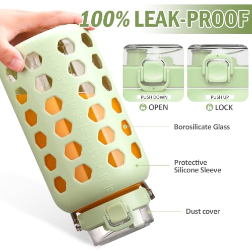 84 oz Glass Water Bottle (Green / 84 Ounces)
