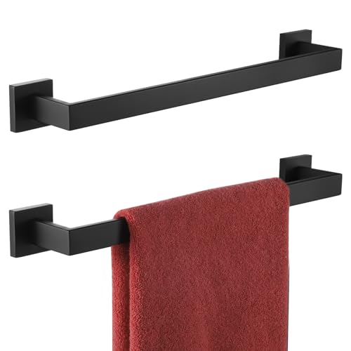 16 Inch Single Towel Bar (Matte Black / 16-Inch (2 Pack))
