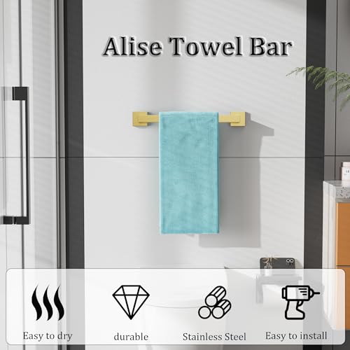 Gold Towel Bar Towel Racks for Bathroom Wall Mount 16 Inch (Single 16 Inch / Golden)