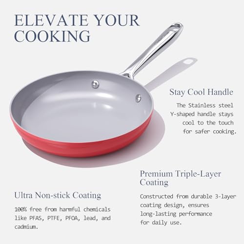 Premium Ceramic Frying Pan (8 inch / Fusion Red)
