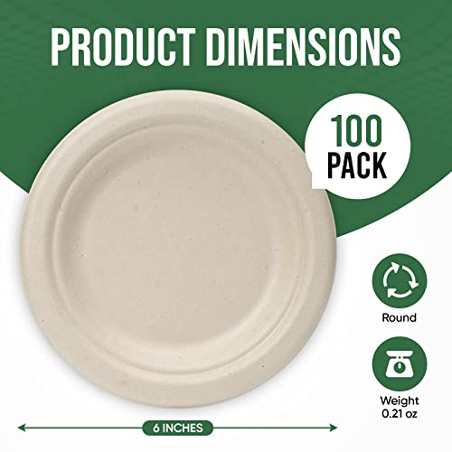 6 inch Paper Plate 100 Pack Small Disposable (Brown / 6 IN)