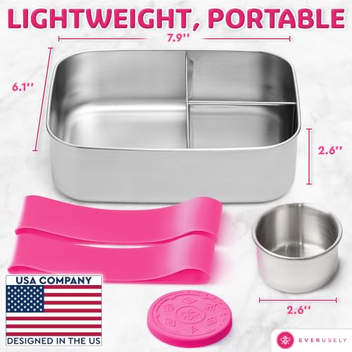 Stainless Steel Bento Box + Condiment Container (Dragonfruit / 47oz / 1400ml)