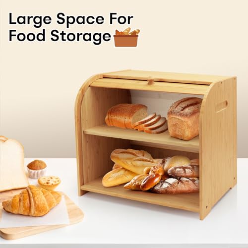 Bamboo Bread Box for Kitchen Countertop