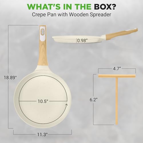11” Non Stick Crepe Pan with Wooden Spreader (Cream / 11")