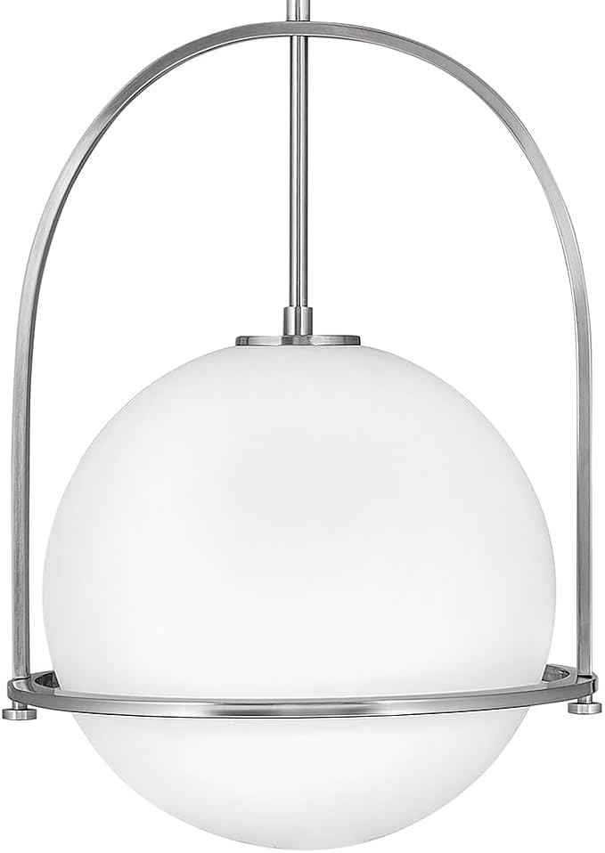 Hinkley Somerset 3405BN Large Hanging Pendant Light, Etched Opal Glass Globe, for Even or Sloped Ceilings, Customize Installation Height, Brushed Nickel