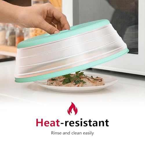 Microwave Splatter Cover Vented for Food with Hook Hole (2 packs-Mint Green / M(11"x3.26")-Pack of 2)