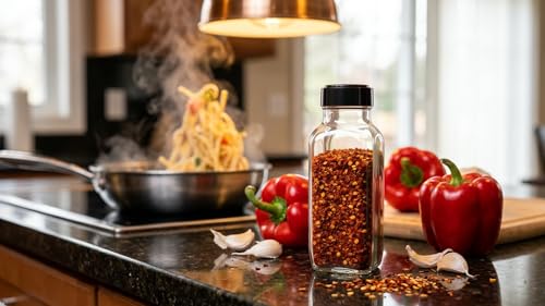 Glass Spice Jars with Shaker Lids (French Square 16oz Black Set of 3)