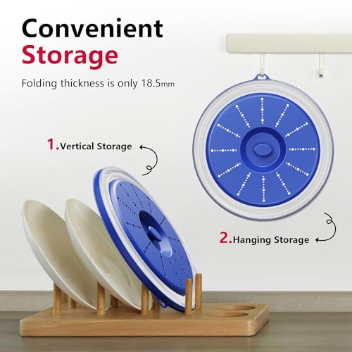 Microwave Splatter Cover Vented for Food with Hook Hole (Blue / M(11"x3.26")-Pack of 1)