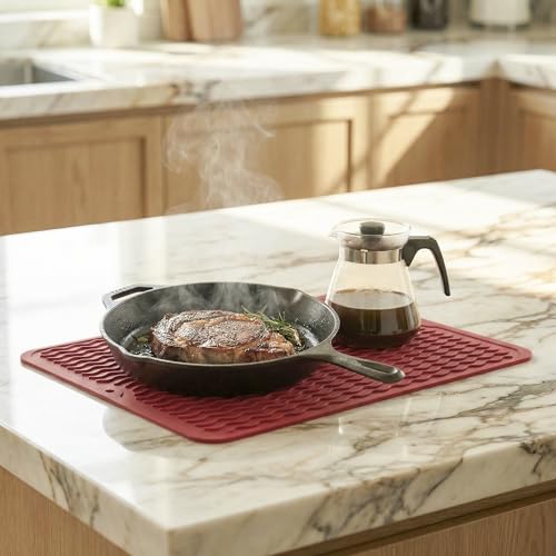 Silicone Dish Drying Mat (Red / 16"L x 12"W)