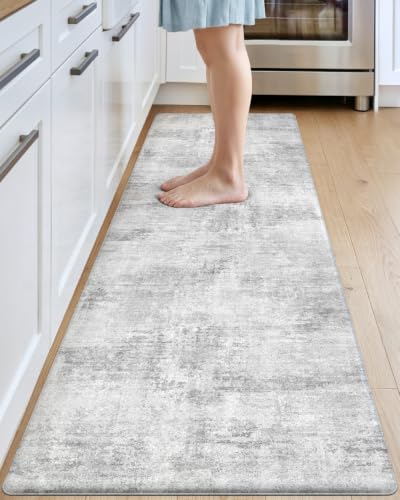 Kitchen Floor Mats Cushioned Anti Fatigue Runner (Light Grey / 86"L x 23"W x 0.4"Th)