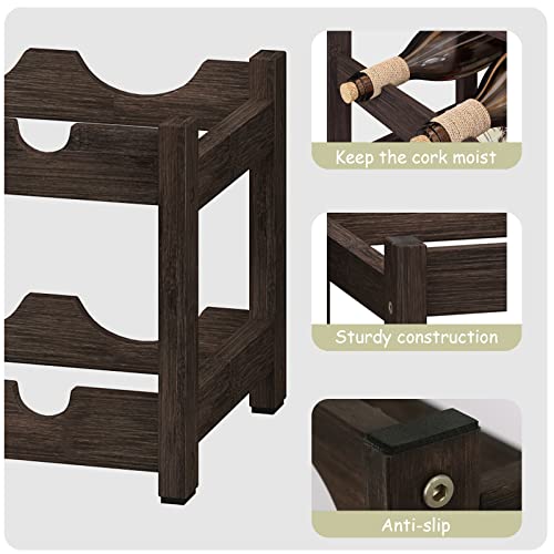 Wine Rack Freestanding 2 Tier 8 Bottle Bamboo Wine Racks Countertop Cabinet Wine Holder Wine Storage Shelf for (2-tier-Mocha)