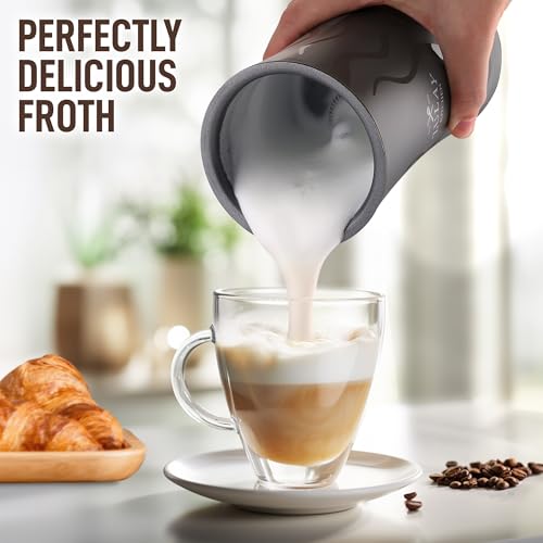 Zulay 4-in-1 Milk Frother and Steamer - Automatic Hot and Cold Foam Maker with Auto Shut Off & Temperature Control for Coffee, Latte, Cappuccino, Hot Chocolate - Gray (Ventus Gray / Frother Steamer)