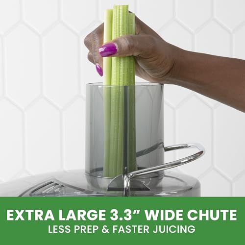Centrifugal Juicer with Extra Large Chute High Speed Extractor For Fruits and Vegetables (Silver)
