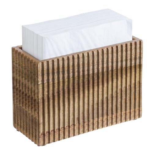 Fluted Premium Solid Acacia Wood Napkin Holder Rack Stand