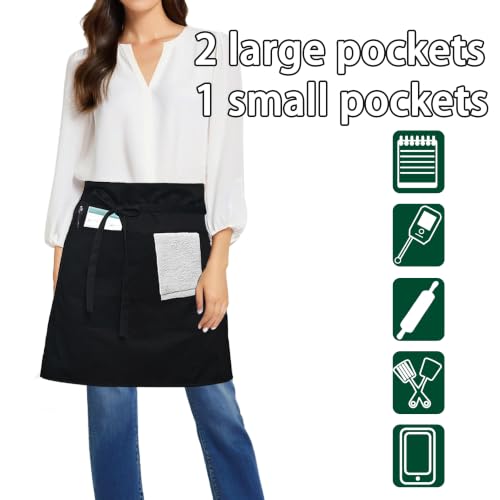 4 Pack Black Waist Apron (4 Count)