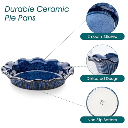 Stern Ceramic Pie Pan (Blue / 2 Pieces)