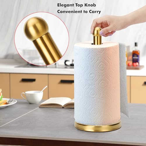 Paper Towel Holder Stand with Sturdy Base Fits Standard and Jumbo Sized Paper Towel