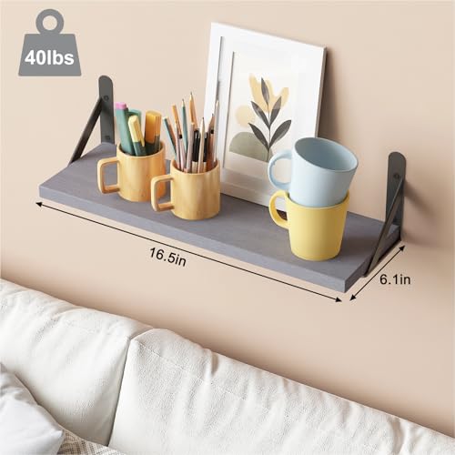 16.5in Floating Shelves for Wall Home Decor (Grey / 16.5 x 6.1 x 0.59 inches)