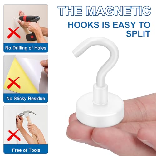 Magnetic Hooks Magnet Hook for Cruise Cabins 85LBS Essentials 6P (White / 0.98in)