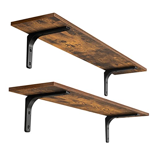 Long Wall Shelves (Rustic Brown / 39.4 Inch)