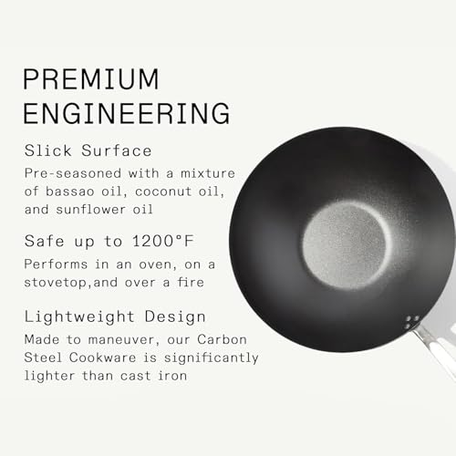 Cookware 13" Seasoned Carbon Steel Wok (13" Seasoned Carbon Steel)