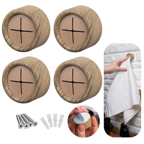 Towel Holder Towel Hooks (4 Pack / Oak-tree)