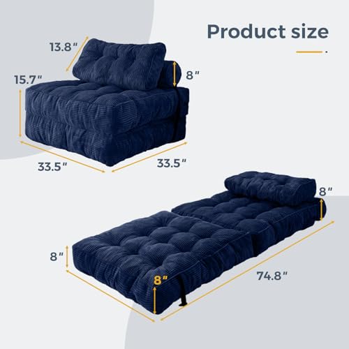 Folding Sofa Bed (Navy / Single)