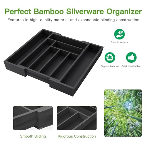 Bamboo Expandable Silverware Drawer Organizer