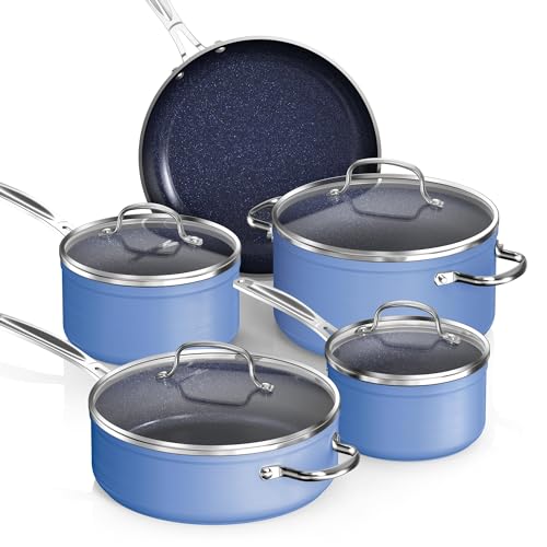 Healthy Duralon Blue Ceramic Nonstick Coated 9pc Cookware Set (9 PC / Cozy Blue)