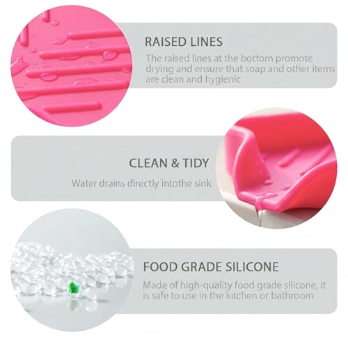 Silicone Soap Dish with Drain Spout (Rose / S(4.9"×3.2"))