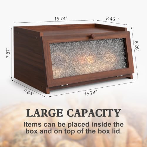 Bread Box for Kitchen Countertop (Brown Crabapple / 1‑tier)