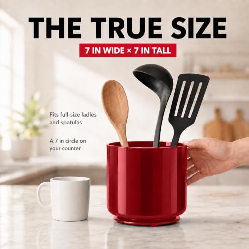 Plastic Extra Large Rotating Red Countertop Utensil Holder Kitchen Caddy (Empire Crimson)